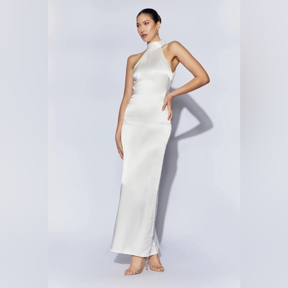 Claire Satin Drape Back Maxi Dress